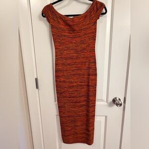 House of Harlow 1960 One Shoulder Orange Knit Dress